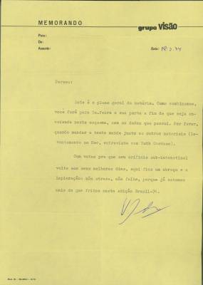 Carta de Vladimir Herzog para Perseu Abramo, 18 fev. 1974